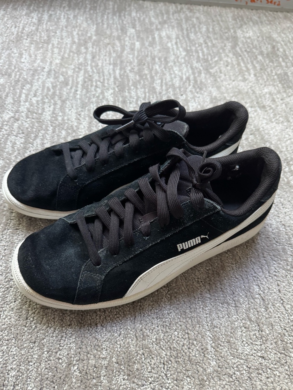 Puma Smash v2 Black Suede Leather Sneakers Men's Size 10 Low Top Shoes - Picture 2 of 8